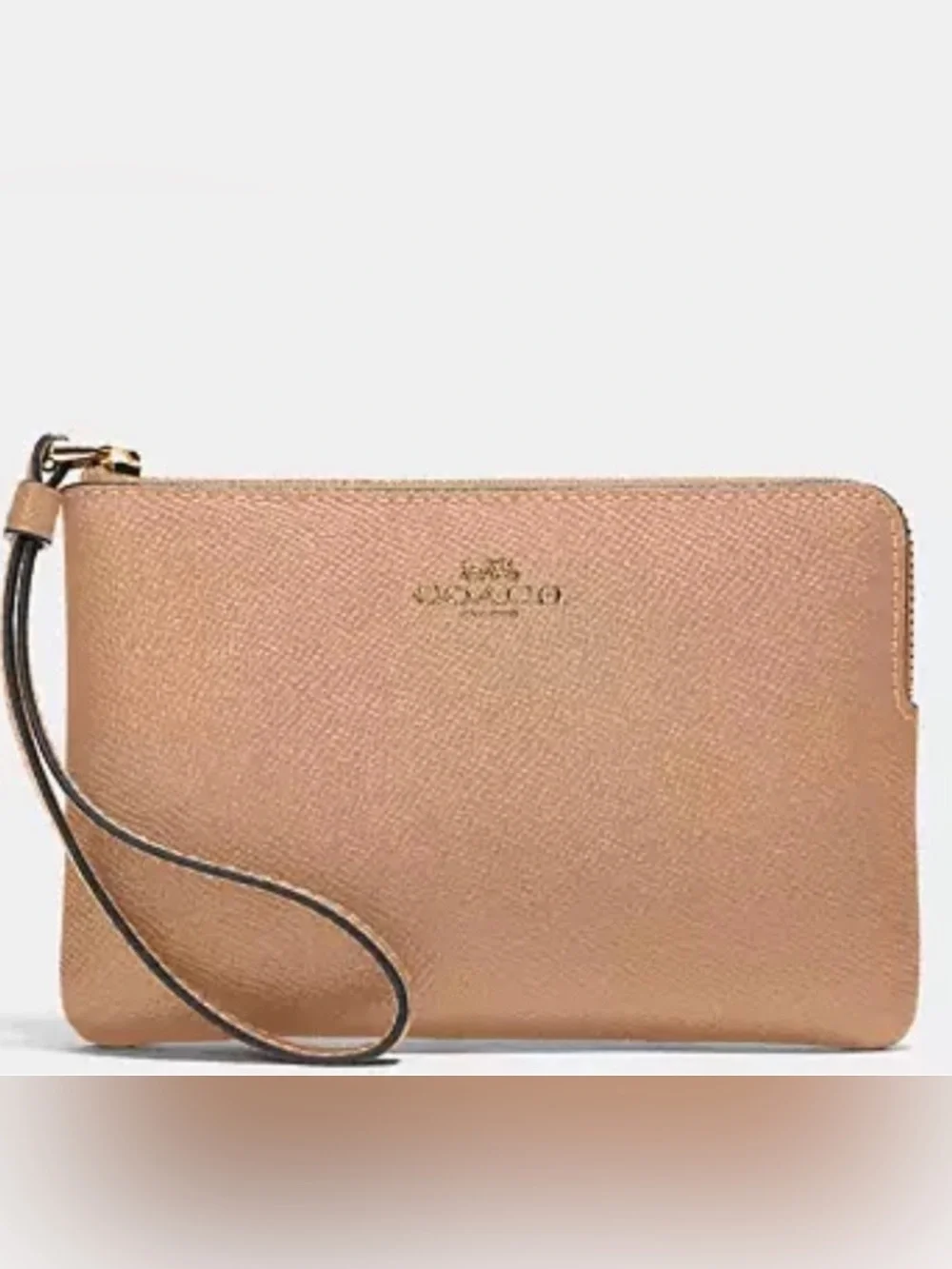 Coach Corner Zip Wristlet NWT Taupe Leather